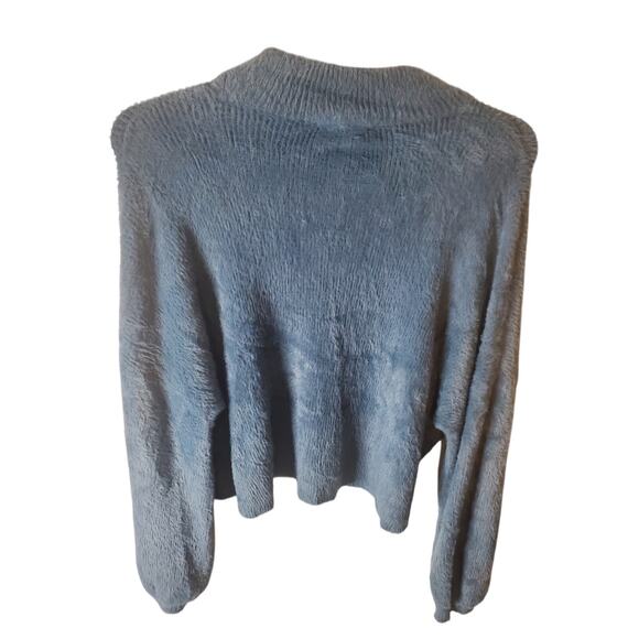 Truth by Republic Petrol Blue Fuzzy Crop Mock Neck Sweater, XL - Picture 3 of 6